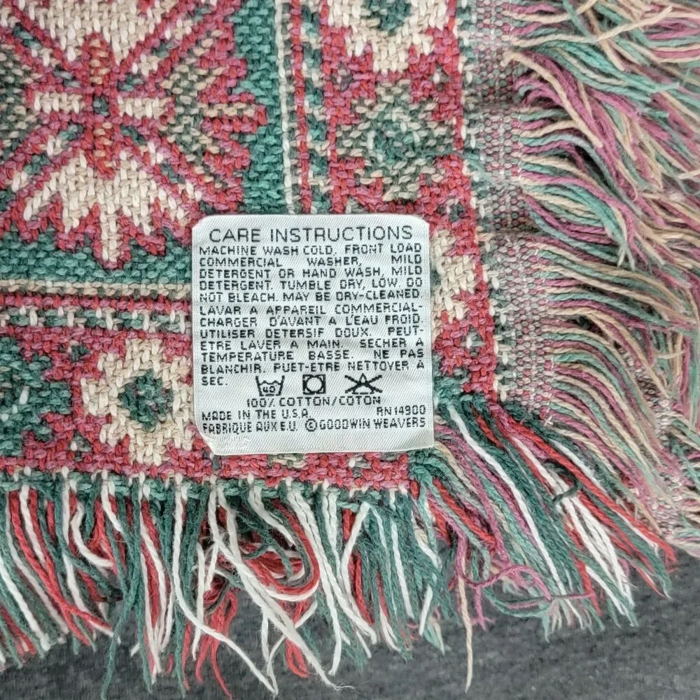 Vintage Goodwin Weavers Throw Blanket Aztec Southwestern Woven Boho 44